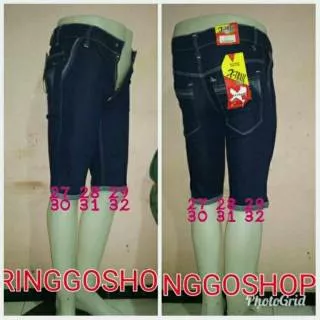 ORIGINAL COD Celana Jeans Pendek Skinny Pria Remaja Warna Navy Hitam Lipat Distro Azizi Slimfit