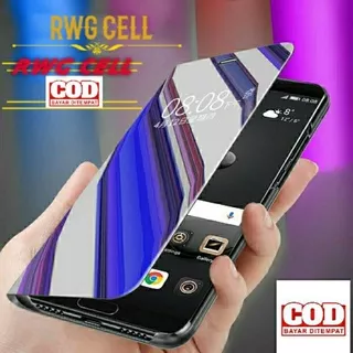 Oppo Realme C11 C12 C15 Realmi C 11 Rilmi C 12 C 15 Leather Flip Cover Clear View Mirror Case Casing Hp Hard Soft Hybrid Wallet Standing