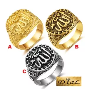 Cincin Kaligrafi Lafaz ALLAH pria wanita arab MUSLIM ISLAM TAUHID NABI cincin not titanium stainless