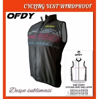 CYCLING VEST WINDPROOF ROMPI SEPEDA OFDY BLACK RED COMBINED ORIGINAL SUBLIMASI