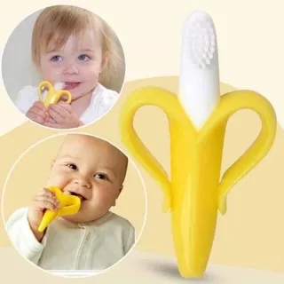 Teether Sikat Gigi Sikat Bayi Bentuk Pisang Bahan Silikon/Mainan Gigitan Bayi Motif Pisang/C 72