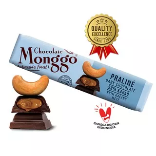 Chocolate Monggo | Cashew Nut Pralin & Dark Chocolate 40gr| Coklat Murni 100% Cocoa Butter | Krim Kacang Mete & Coklat Hitam 58%