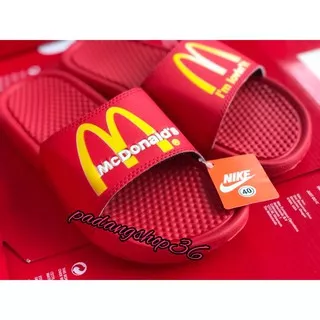 Sandal MCD Slop pria wanita merah /sandal slide nike benassi x McDonald`s premium terbaru