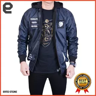 Jaket Bomber Pria keren murah distro semi kulit bahan tebal terbaru Q9P5 hits cowok jacket laki laki