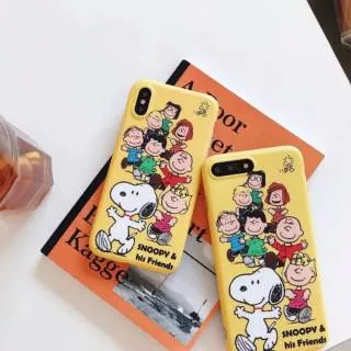 Yellow Snoopy Friends Cute Soft Case iPhone 6 / 6+ / 6s / 6s+ / 7 / 7+ / 8 / 8+ / X