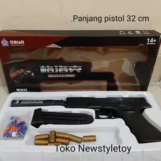 Mainan Pistol peluru busa ada cangkang peluru