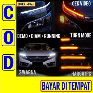 Led Alis Running 30cm Grade A Mode Demo Welcome Diam Runing Slim Drl Mobil Motor 2 Warna 30 Cm Merah Putih Ice Blue Biru Kuning