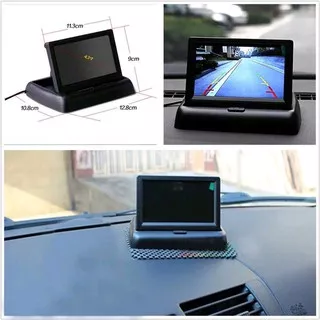 monitor lipat layar LCD TFT 4.3 inci tv camera mundur atrek atret kamera rear view mobil lipat  ;