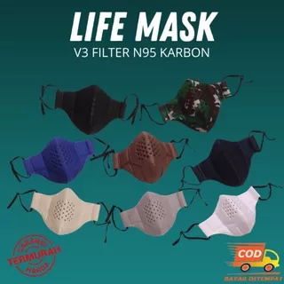 MASKER  LIFEMASK POLOS V3 FILTER N95 KARBON AKTIF PREMIUM