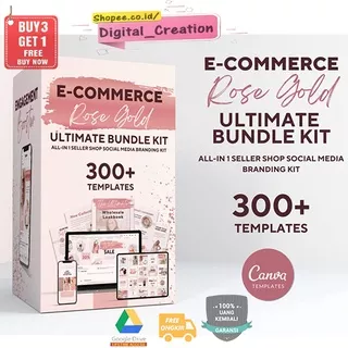 Rose Gold E-Commerce Bundle Kit Canva Templates Promosi