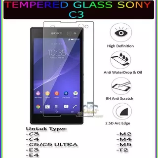 TEMPERED GLASS SONY C3 SONY C4 SONY C5 / SONY C5 ULTRA SONY E3 SONY E4 SONY M2 SONY M4 SONY M5 SONY T2 ANTI GORES KACA TEMPER GLASS - CLEAR