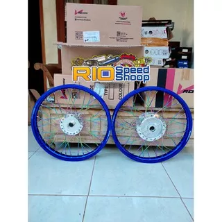 Velg Jari Jari Supra X 125 Old,Kharisma,Revo,Blade Paketan Ring 17 Biru Ruji Pelangi