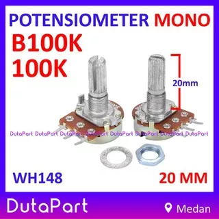 Potensiometer Mono 100K Ohm B100K Potensio Linear 20mm