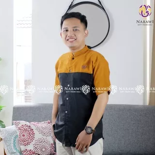 Baju Koko Pria Lengan Pendek Kombinasi Baju Muslim Terbaru Elegan Atasan Muslim Pria Koko Modern