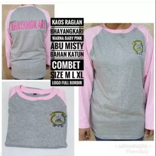 KAOS OLAHRAGA BHAYANGKARI REGLAN PINK ABU BELAKANG BORDIR