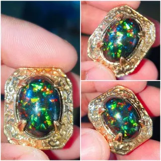 OBRAL SUPER MURAH CINCIN BATU AKIK KALIMAYA BLACK OPAL ANTIK TOP QUALITY HARGA TERMURAH