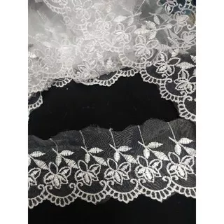Renda bordir kembang kaca renda kain renda pengantin renda nylon putih