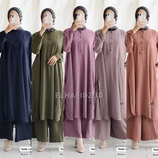 Hijab Sisters Aleta One Set Jumbo Crinkle Premium Motif Polos / Setelan Muslim Wanita LD 120 / Long Tunik Busui