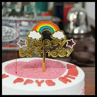 BALONTOYS TOPPER CAKE ACRYLIC RAINBOW / HIASAN KUE ULTAH PELANGI /CAKE TOPPER PELANGI BINTANG