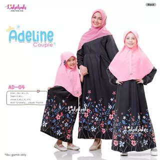 AD-04 Baju Muslim Gamis Couple Ibu Anak Adeline Black Pink