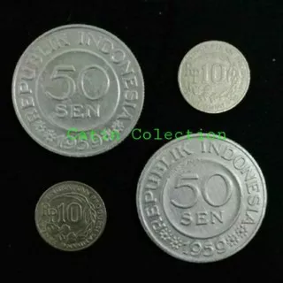 Uang kuno Uang Koin Mahar 21 Rupiah paket ekonomis cucian 2x10 rupiah kancing 1971 + 2x50 sen Garuda