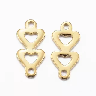 Ready Stock 10pcs 304 Stainless Steel Links/Connectors Heart Golden 12x6x1mm Hole: 1mm for Jewelry Making Craft DIY