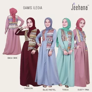 Gamis Ilegia Dewasa Sarimbit Bahan Katun Twill dan Amunzen Crepe / Gamis Syari Size S M L XL Fashion Muslim Gamis Terbaru 2023/ Sarimbit Keluarga Ilegia