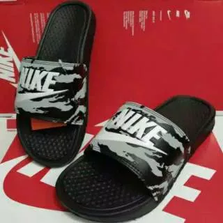 Sandal nike slop hitam loreng jus do it 39-43