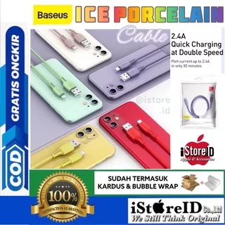 ORIGINAL BASEUS | Kabel Charger iPhone 13 12 11 Mini Pro Max XR XS X 8 Plus 7 6S iPad iPod iCe Porcelain Fast Cable Warna Lightning Data Sync