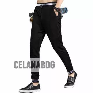 JOGGER PANT | CELANA JOGER PANJANG | CLANA OLAHRAGA PRIA | STRIP BLACK BEST SELLER