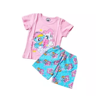 SETELAN BAJU ANAK PEREMPUAN LITTLE PONY STELAN CEWEK LENGAN PENDEK CASUAL