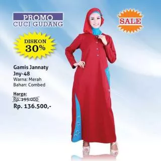 Jannaty,jn48 maroon,gamis promo,gamis busui murah