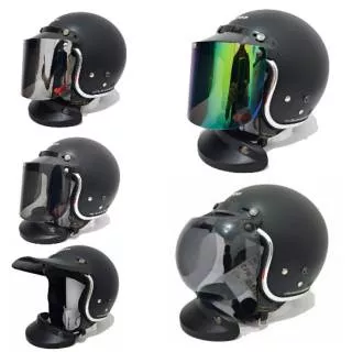 Helm Cargloss Retro Hitam Doff List Chrome Paket Kaca Datar Cembung