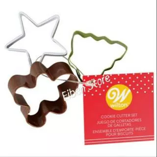 Wilton Cookie Cutter Mini Metal Shapes - Star, Tree, Gingerbread set-3