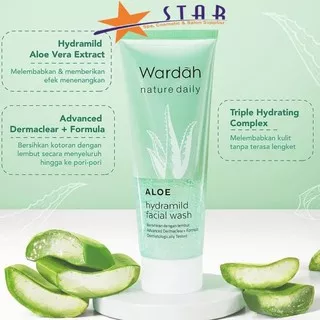 ?STAR? Wardah Nature Daily Aloe Hydramild Facial Wash 60ml | Sabun Wajah/Facial Foam/Sabun Muka/Whip/Gentle/Mild/Creamy/Deep