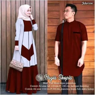 BATIK SOLEHAH Baju Gamis Couple Hagia - Baju Kopel Gamis  Model Terbaru lebaran 2022 baju couple muslim