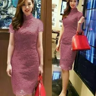 DRESS PANTAI WANITA MUSIM PANAS WARNA PREMIUM Dress Brukat Poppy Dusty 19CNQ