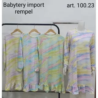 Pakaian Wanita Atasan kaos Tunik Casual Babyterry Impor Motif Lengan Panjang Rumbai EU 023C