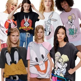 t shirt karakter Bug bunny series kaos disney kaos karakter disney fashion wanita/pria atasan za ra disney original mirror full tag