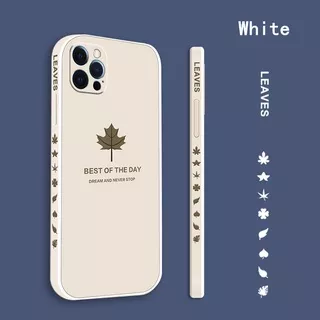 iPhone SE 2020  6 6 Plus 7 8 Plus  X Xs Max Xr 11 12 Mini Pro Max Soft White Drop-Proof Waterproof Liquid Silicon Side Maple Leaf Case