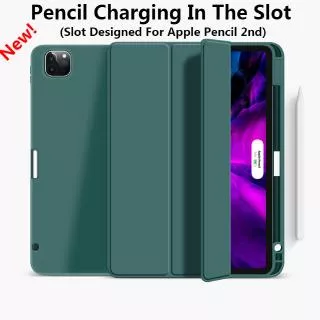 Pencil slot Charging Case For iPad Pro 11 12.9 air 4 10.9 2020 Magnet PU Leather Flip soft Cover Smart For iPad Pro 12 9 Case 2020 With Right Side Apple Pencil holder Slot