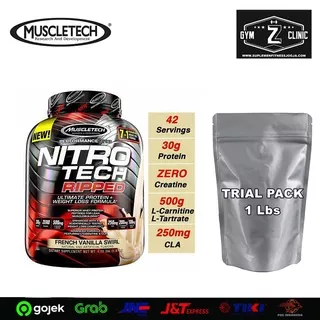 NITROTECH RIPPED 1 LB MUSCLE TECH WHEY PROTEIN NITRO TECH CARNITINE