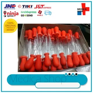 Pipet Tetes Kaca Pendek Merah isi 100