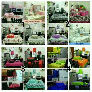 Set sarung galon kulkas magicom/Set sarung bantal kursi sofa/Kitchenset katun premium farah biru