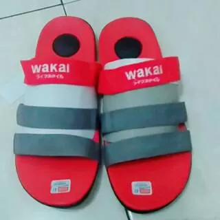 sandal pria & wanita merah abu slop