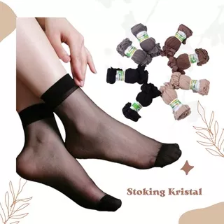 Stoking Kristal Wanita nylon tipis transparan Kaos Kaki Stocking Cewek