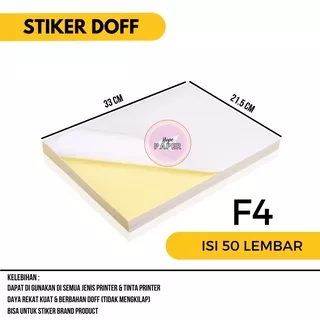 Kertas Stiker HVS F4 isi 50 lembar / Kertas Sticker F4 / Kertas Stiker F4 / Kertas Sticker Doff