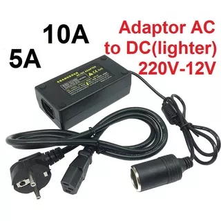 Adaptor Lighter Converter Konverter 220V AC To 12V DC Lighter 5A 10A Socket Power Mobil Kulkas EU