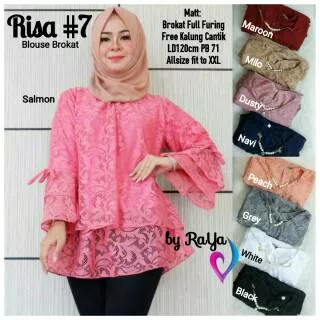 NENTY RISA 7 blus brokat jumbo modern baju pesta Brukat blouse wanita