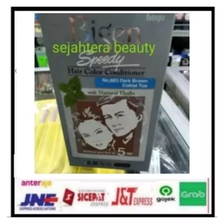 bigen speedy cat rambut , 40g , hair color conditioner no- 883 dark brown , coklat tua